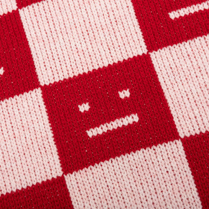 Crew Neck Wool Sweater - Deep Red/Faded