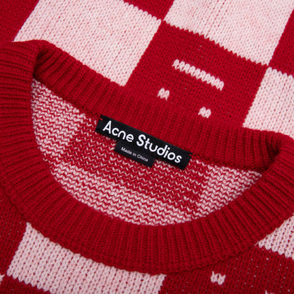 Crew Neck Wool Sweater - Deep Red/Faded