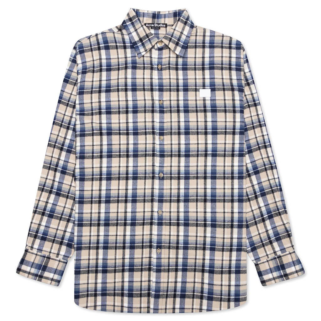 Flannel Shirt - Oat Beige/Blue