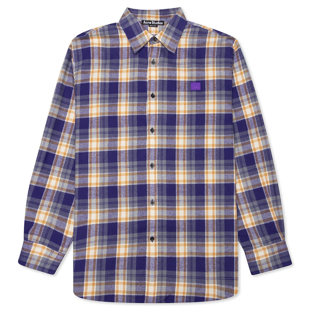 Flannel Shirt - Purple/Mustard Yellow