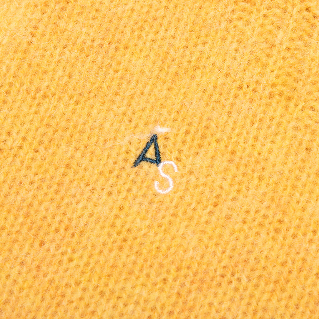 Crew Neck Knitted Sweater - Yellow