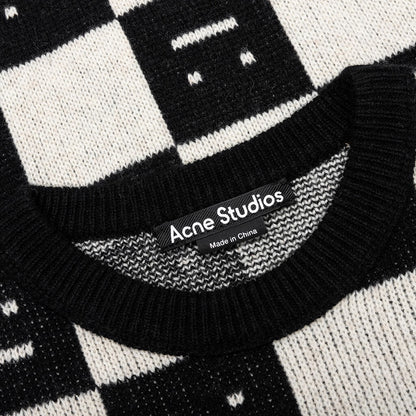 Kids Wool Crewneck Sweater - Black/Oatmeal Beige