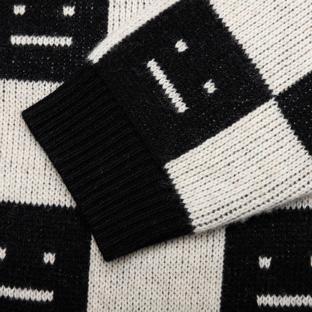 Kids Wool Crewneck Sweater - Black/Oatmeal Beige