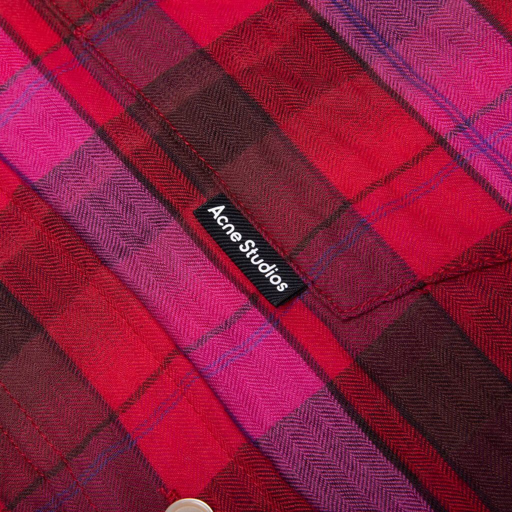 L/S Shirt - Fuchsia Pink/Wine Red