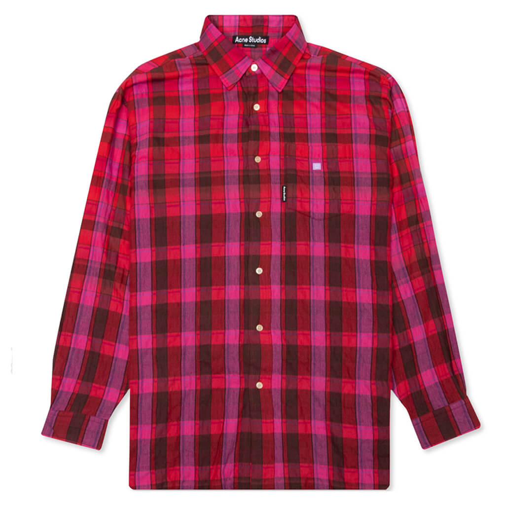 L/S Shirt - Fuchsia Pink/Wine Red