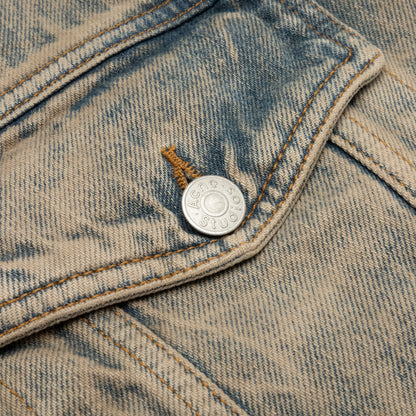 Denim Jacket - Light Blue/Brown