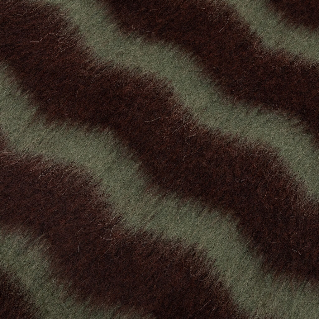 Striped Fuzzy Sweater - Brown/Military