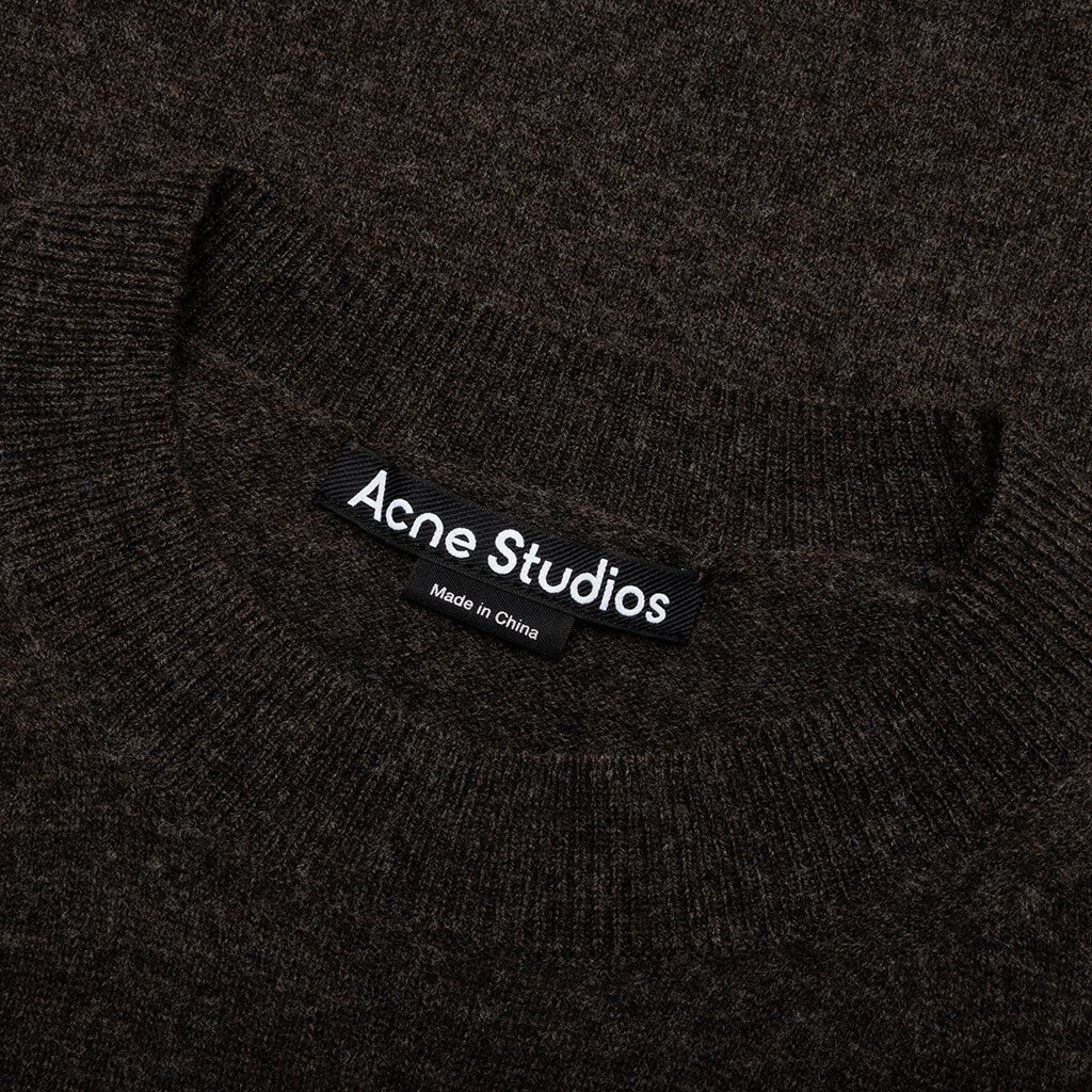 Wool Crew Neck Sweater - Grey/Brown