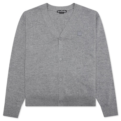 Wool Knit Cardigan - Grey Melange