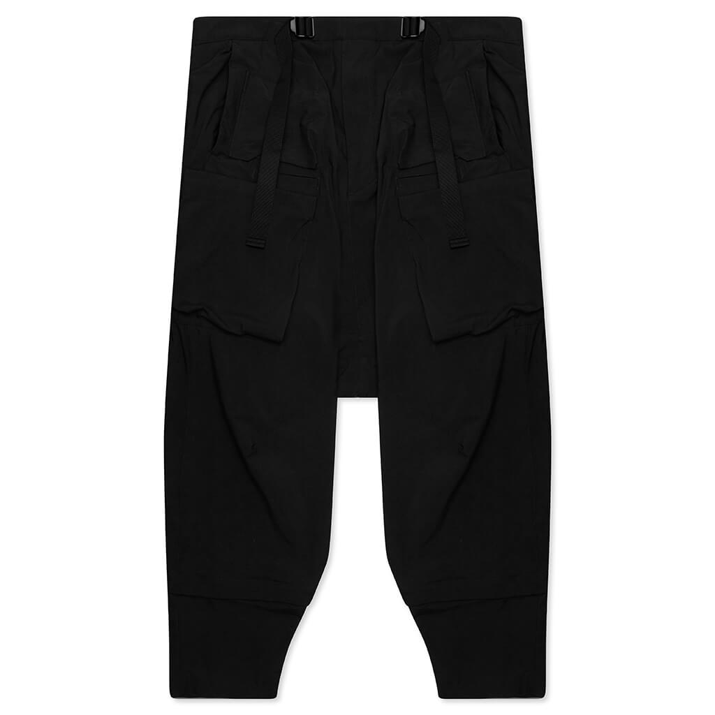 Encapsulated Nylon Ultrawide Drawcord Cargo Trouser - Black
