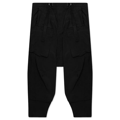 Encapsulated Nylon Ultrawide Drawcord Cargo Trouser - Black