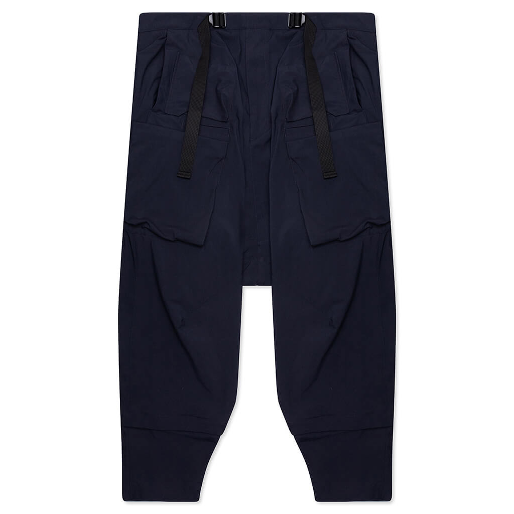 Encapsulated Nylon Ultrawide Drawcord Cargo Trouser - Navy