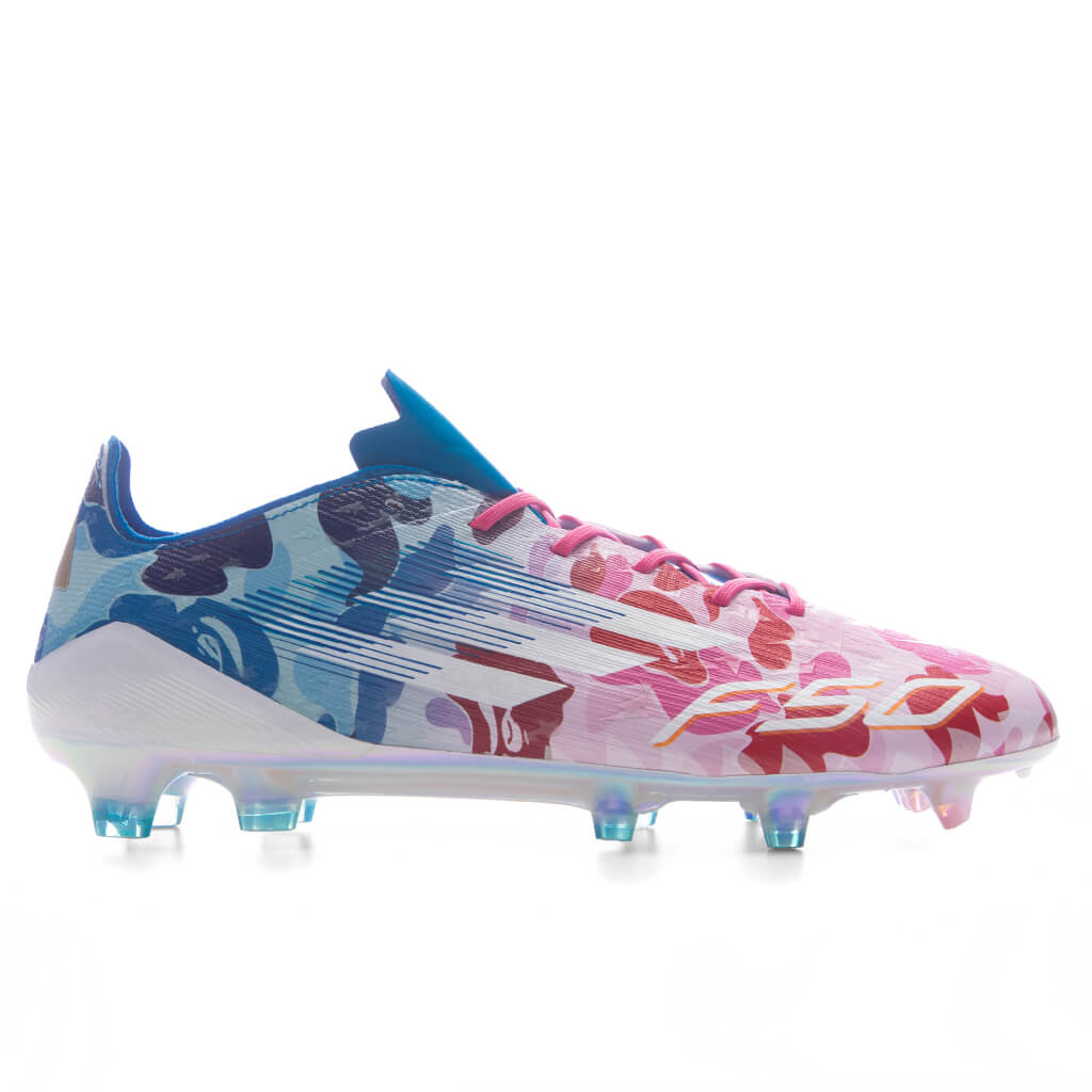 Adidas x BAPE F50 Elite Firm Ground Cleats - Clear Pink/Cloud White/Icey Blue