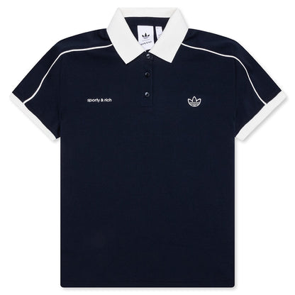 Women's Adidas x Sporty & Rich Polo T-Shirt - Night Navy