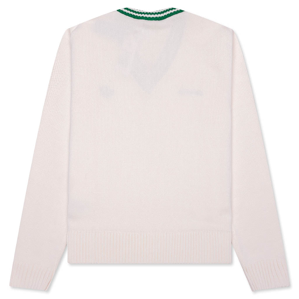 Women's Adidas x Sporty & Rich V-Neck Sweater - Off White/Night Navy