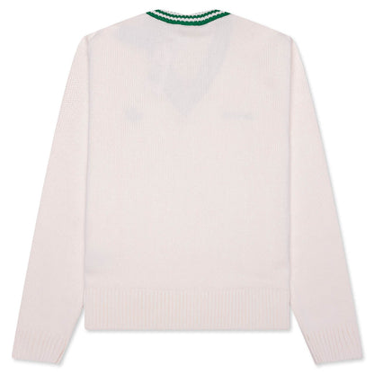 Women's Adidas x Sporty & Rich V-Neck Sweater - Off White/Night Navy