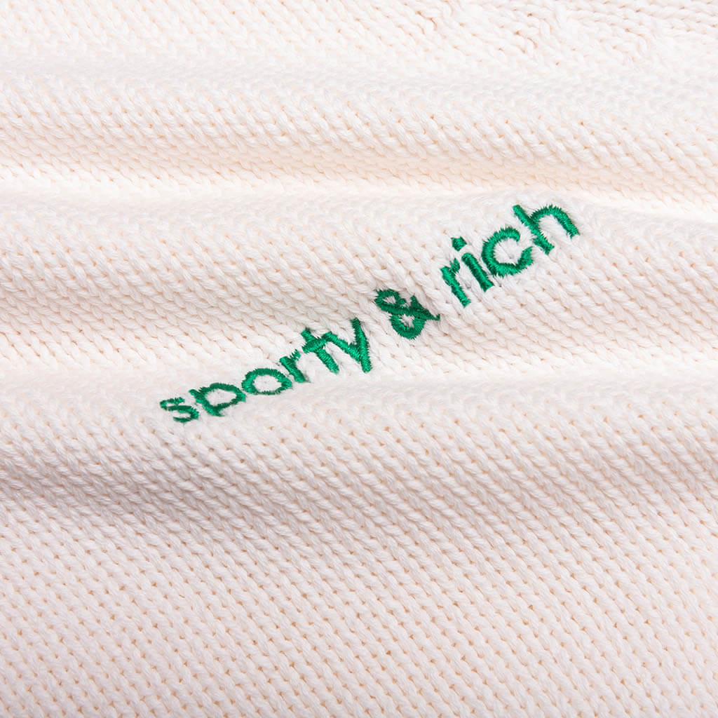Women's Adidas x Sporty & Rich V-Neck Sweater - Off White/Night Navy