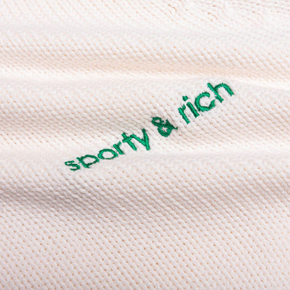 Women's Adidas x Sporty & Rich V-Neck Sweater - Off White/Night Navy