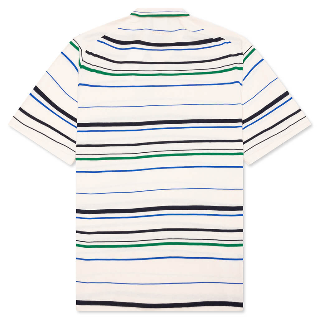 Adidas x Wales Bonner Knit Polo - Wonder White/Green/Blue Bird