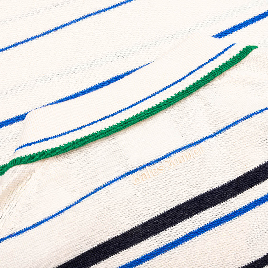 Adidas x Wales Bonner Knit Polo - Wonder White/Green/Blue Bird