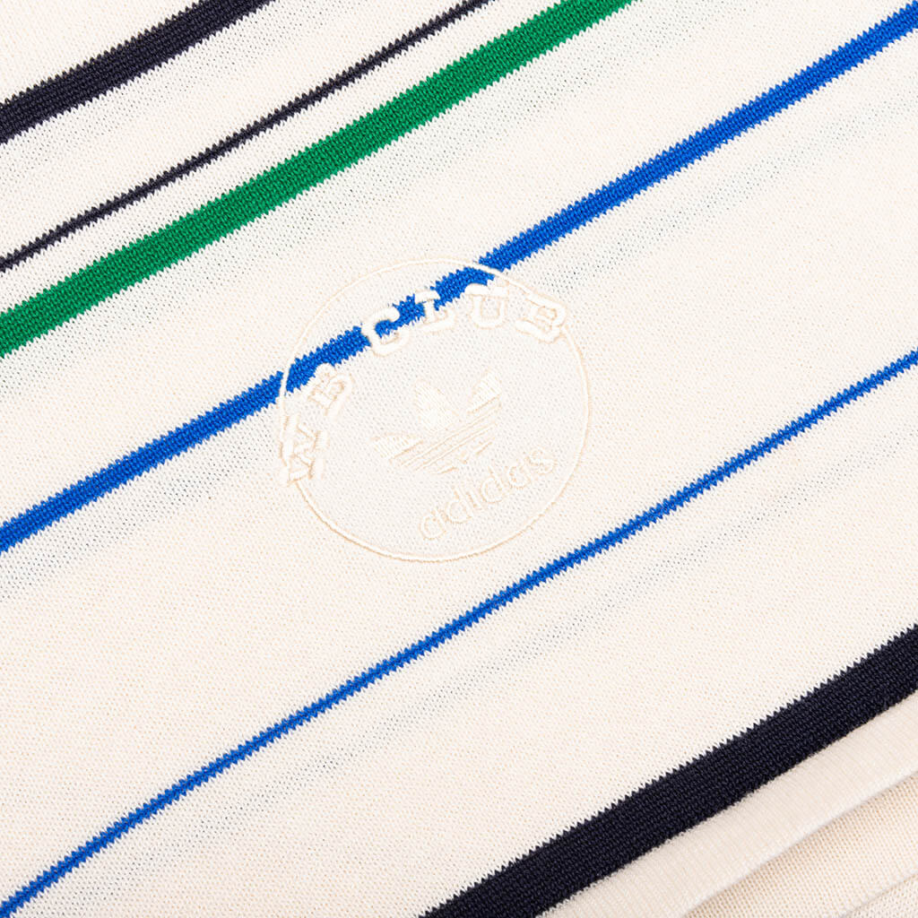 Adidas x Wales Bonner Knit Polo - Wonder White/Green/Blue Bird