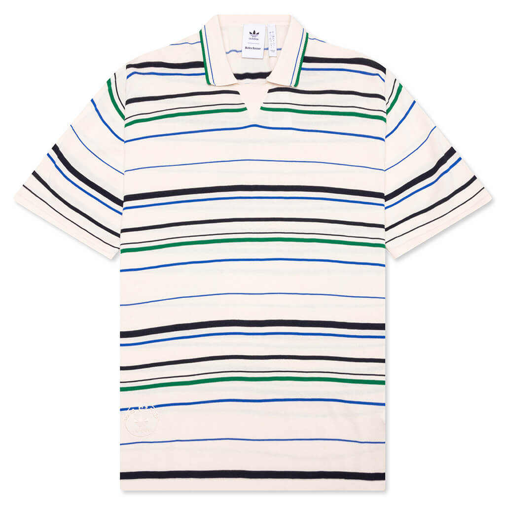 Adidas x Wales Bonner Knit Polo - Wonder White/Green/Blue Bird