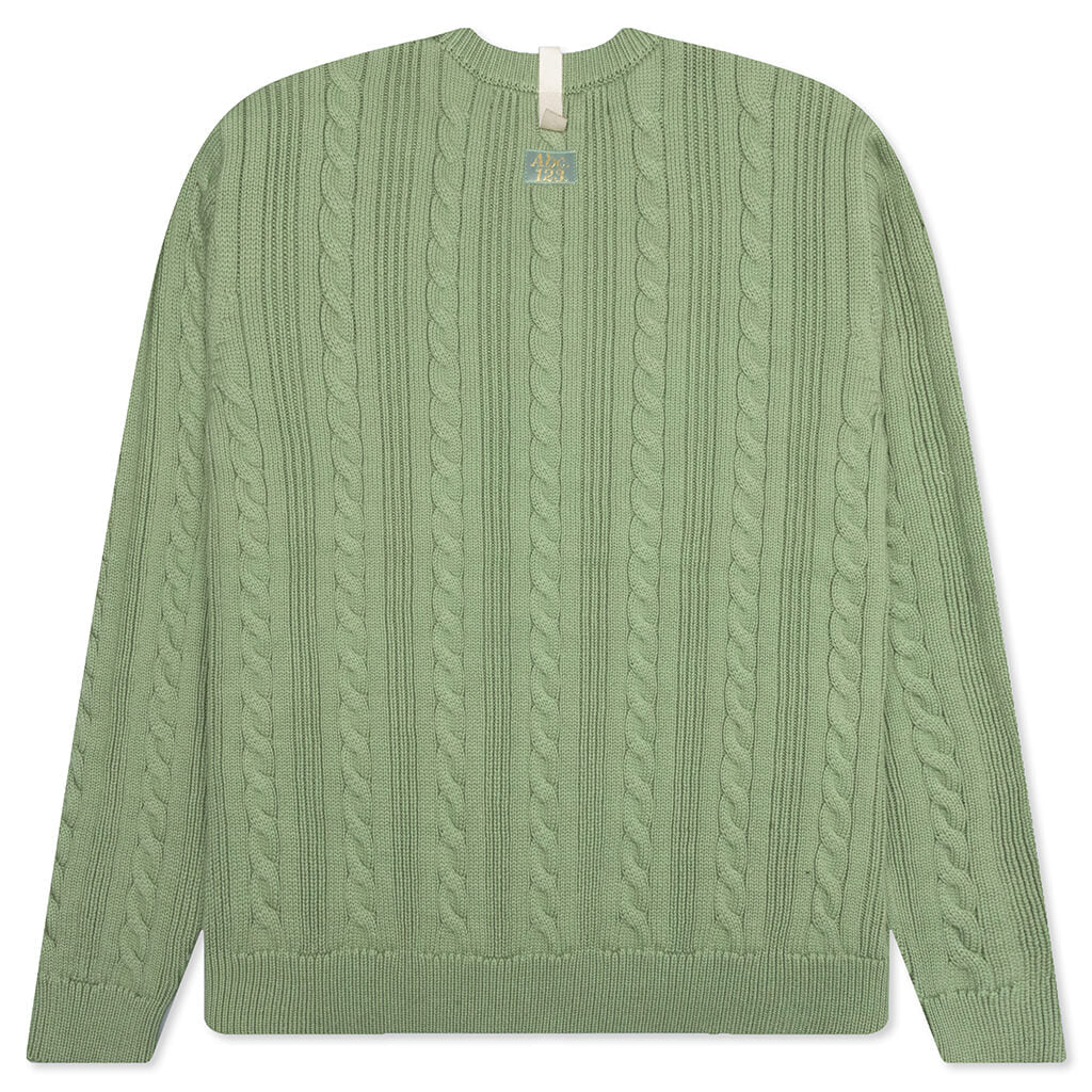 Cableknit Cardigan-Aventurine Green