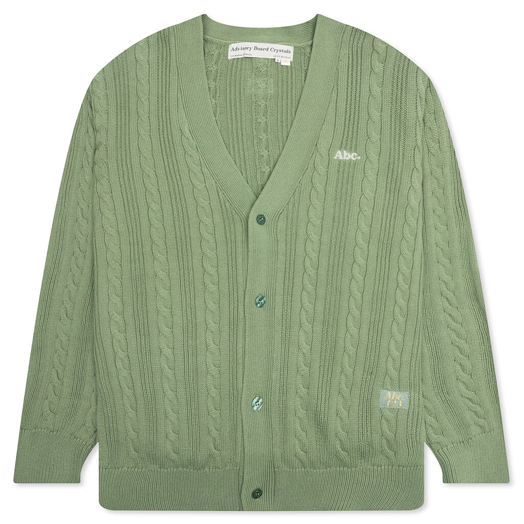 Cableknit Cardigan-Aventurine Green