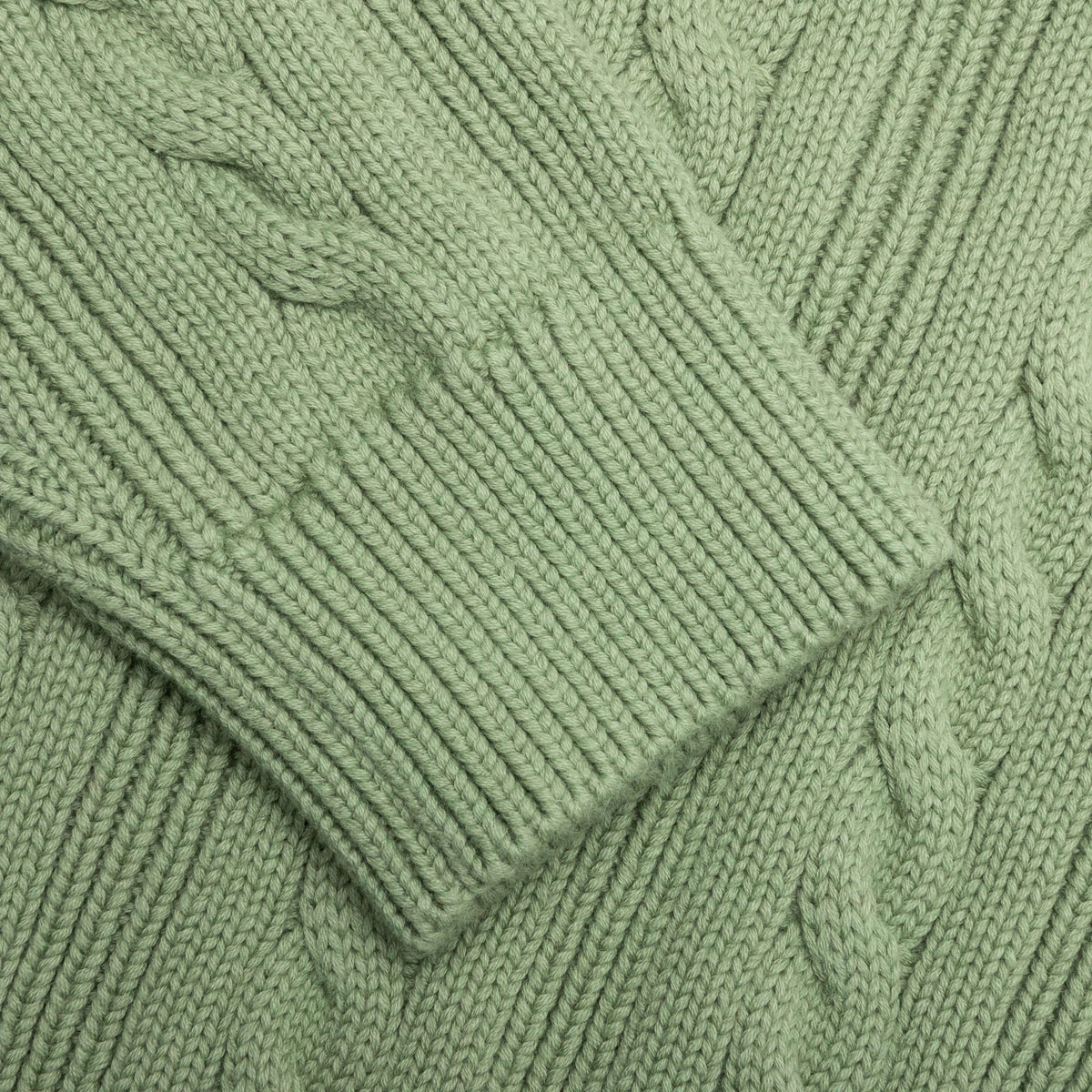 Cableknit Crewneck-Aventurine Green