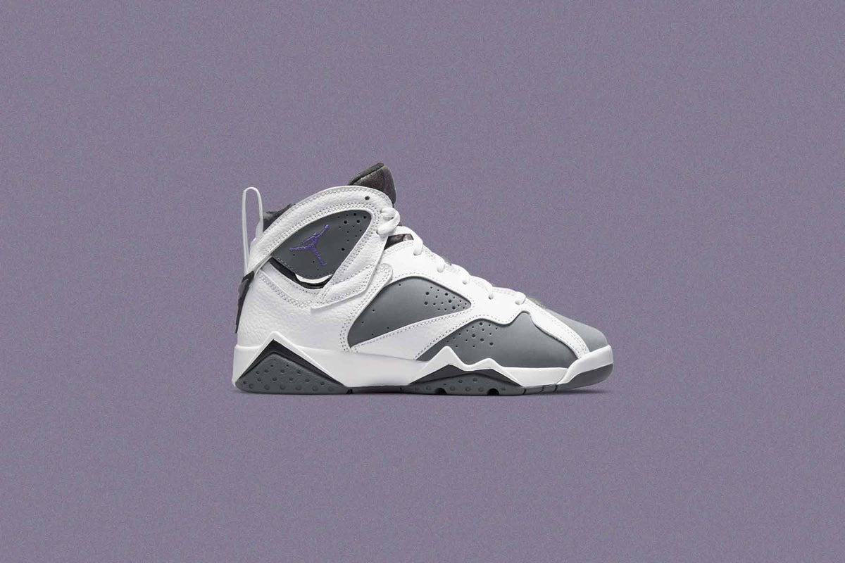 Air Jordan 7 Retro (GS) "Flint" - White/Varsity Purple