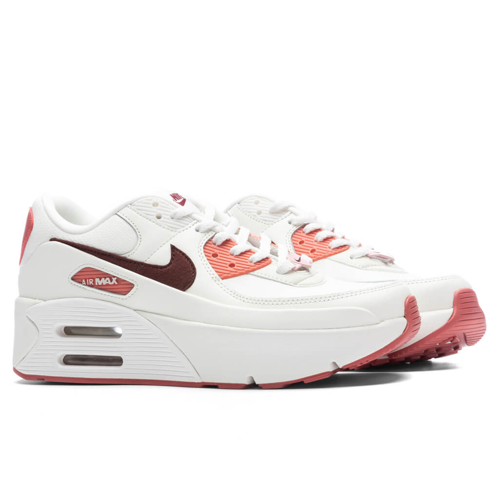 Women's Air Max 90 LV8 SE 'Valentines Day' - Sail/Dark Team Red/Soft Pink