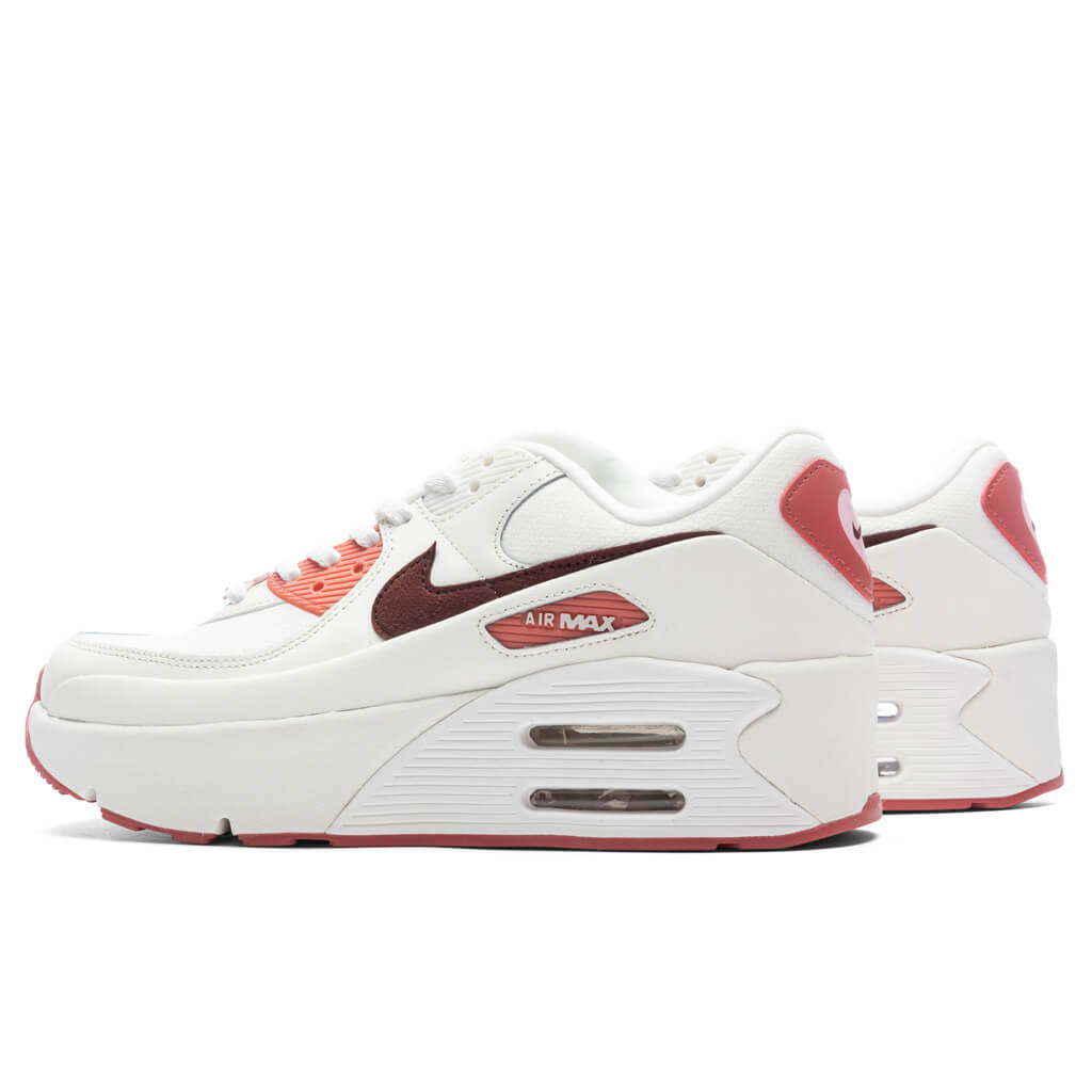 Women's Air Max 90 LV8 SE 'Valentines Day' - Sail/Dark Team Red/Soft Pink