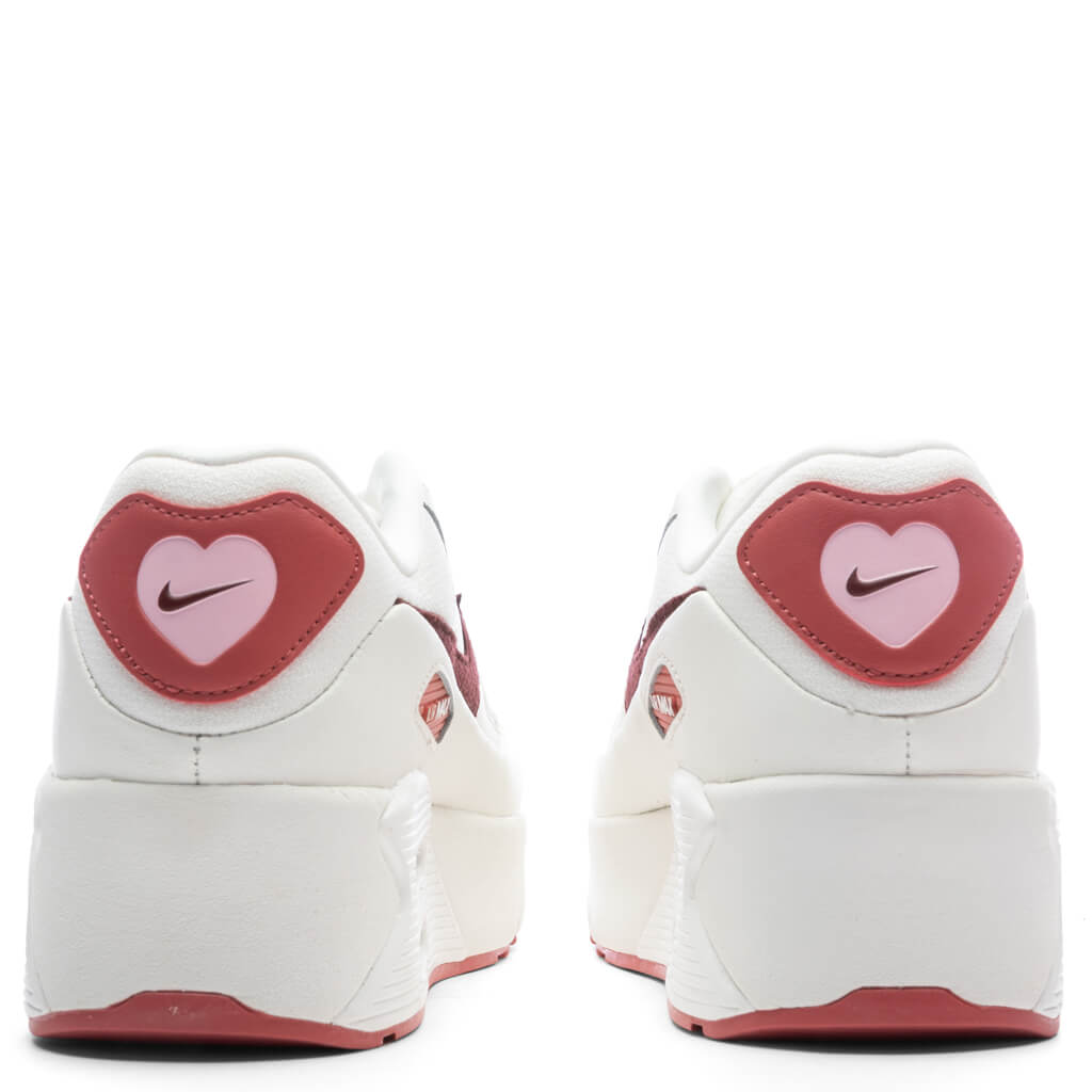 Women's Air Max 90 LV8 SE 'Valentines Day' - Sail/Dark Team Red/Soft Pink