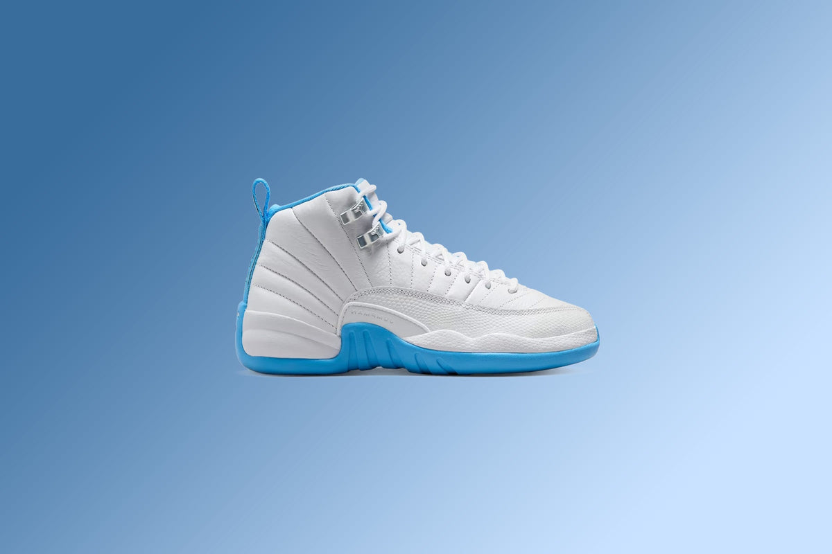 Air Jordan 12 Retro 'Melo' (GS) - White/University Blue/Metallic Silver