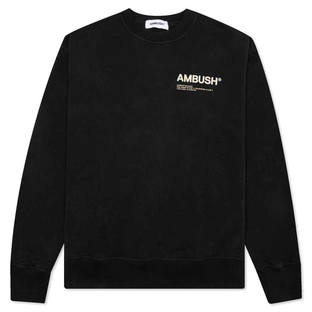 Fleece Workshop Crewneck - Black/White