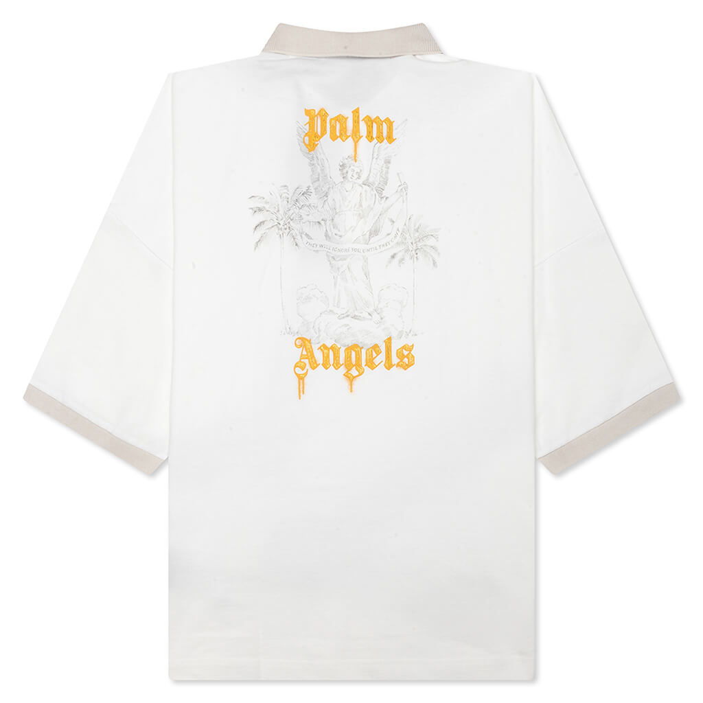 Angel Pencil Polo S/S - Off White/Light Orange