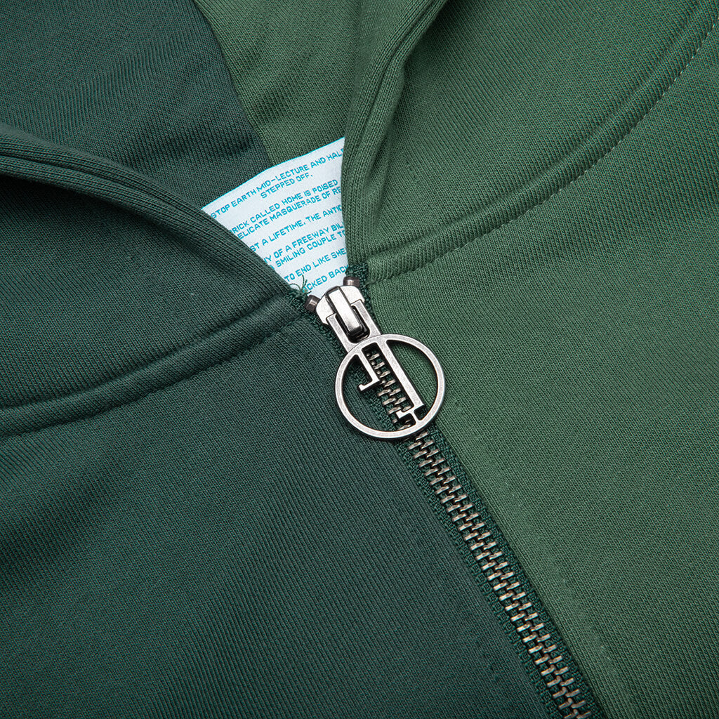 Appointment Only Zip Up Split Hoodie - Green