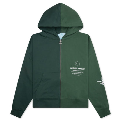 Appointment Only Zip Up Split Hoodie - Green