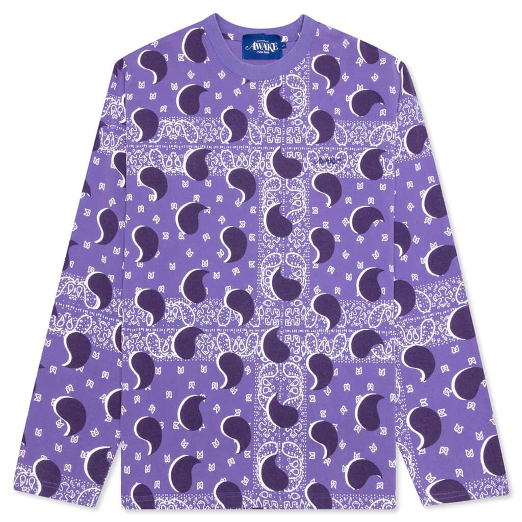 Awake Big Paisley L/S Tee - Sapphire