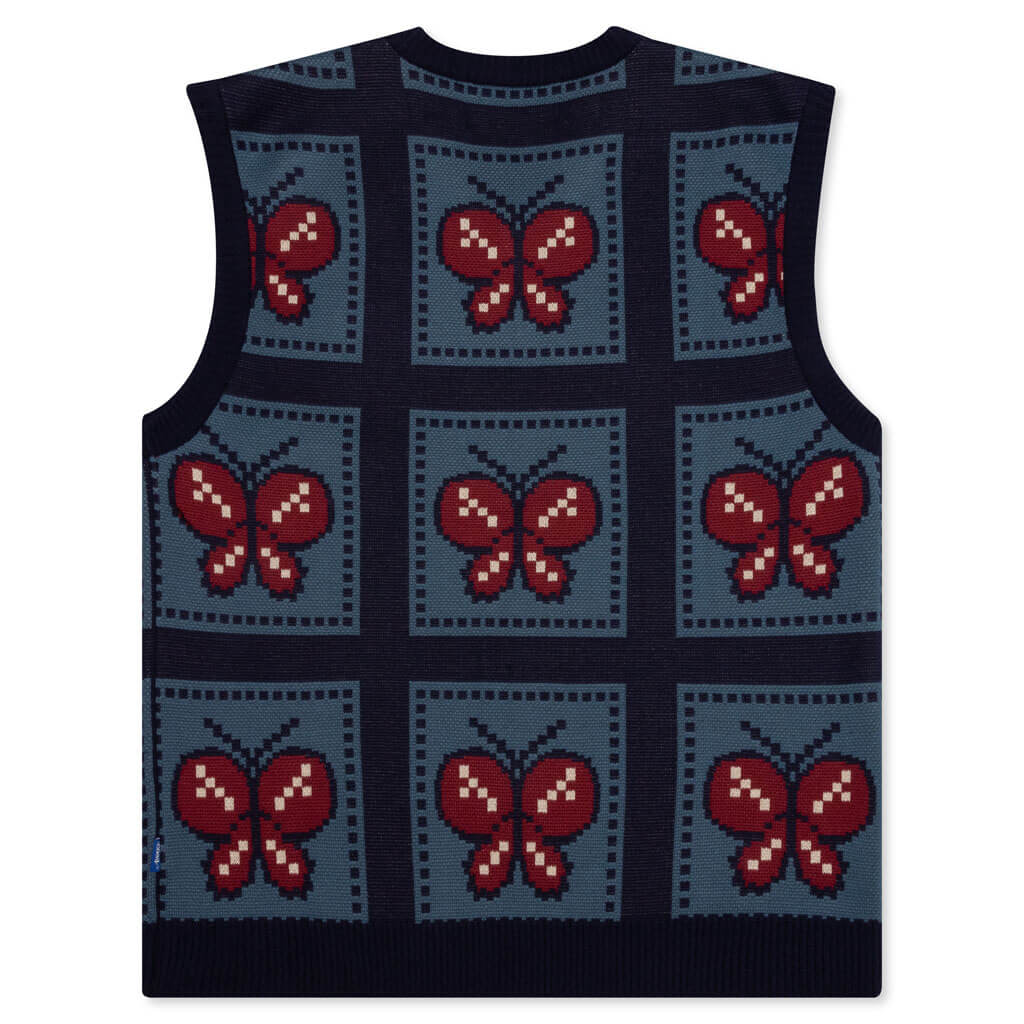 Awake Butterfly Sweater Vest - Blue/Red