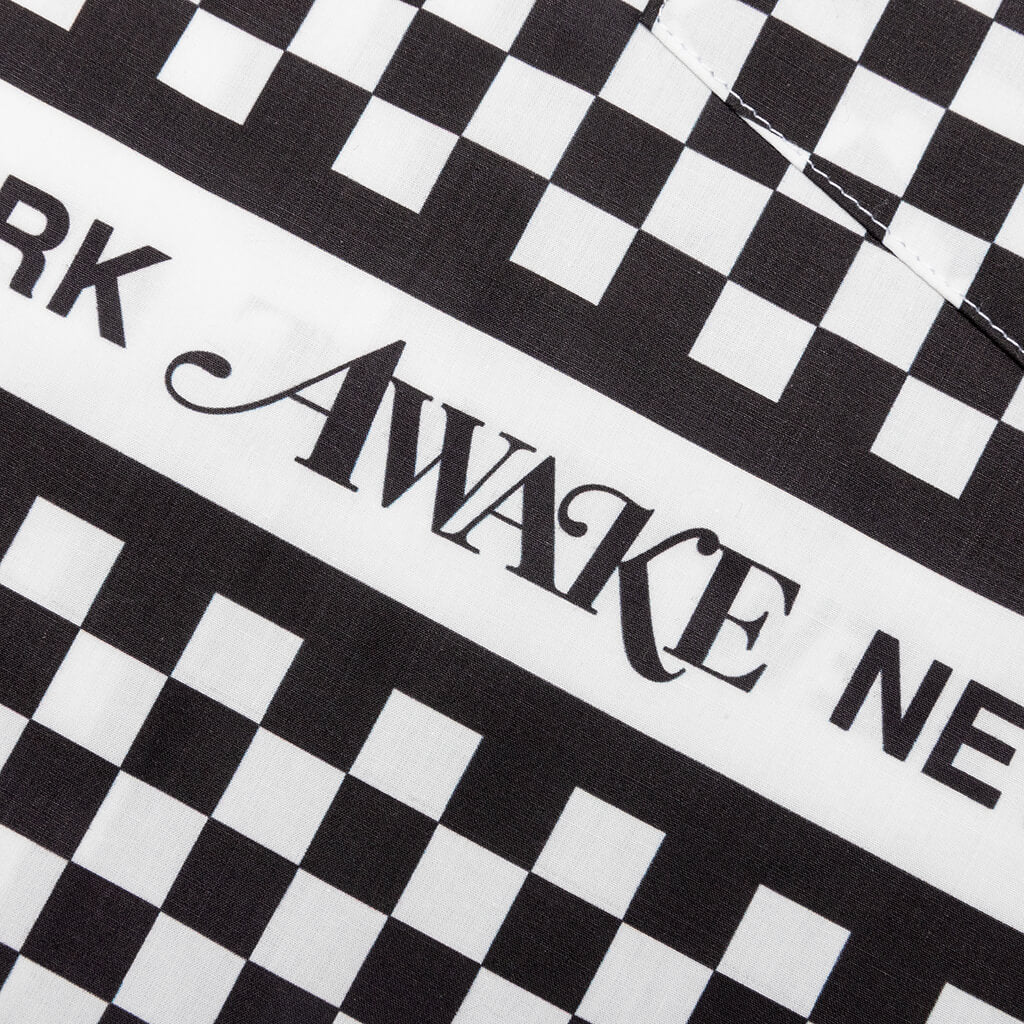 Awake Camp Collar Checkerboard Logo Shirt - Black