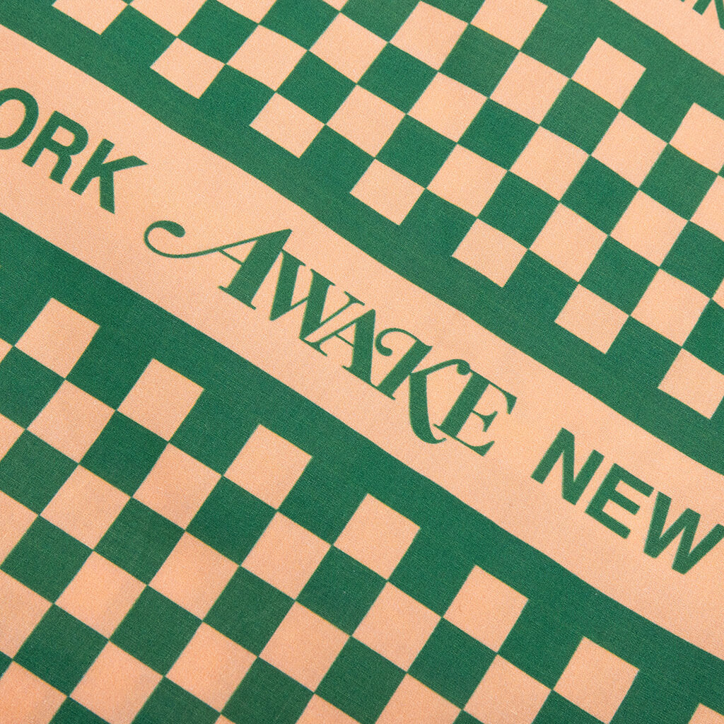 Awake Camp Collar Checkerboard Logo Shirt - Khaki