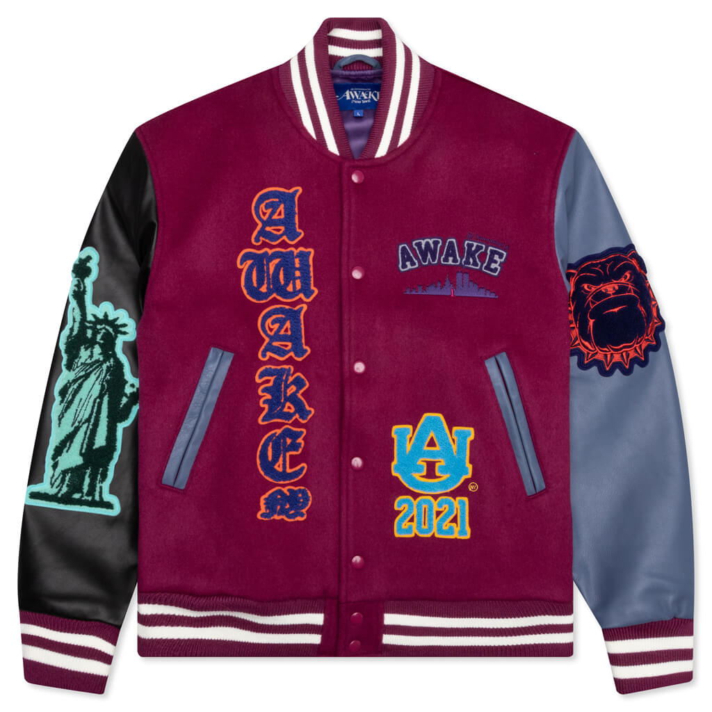 Awake Chenille Patches Varsity Jacket - Lilac Combo