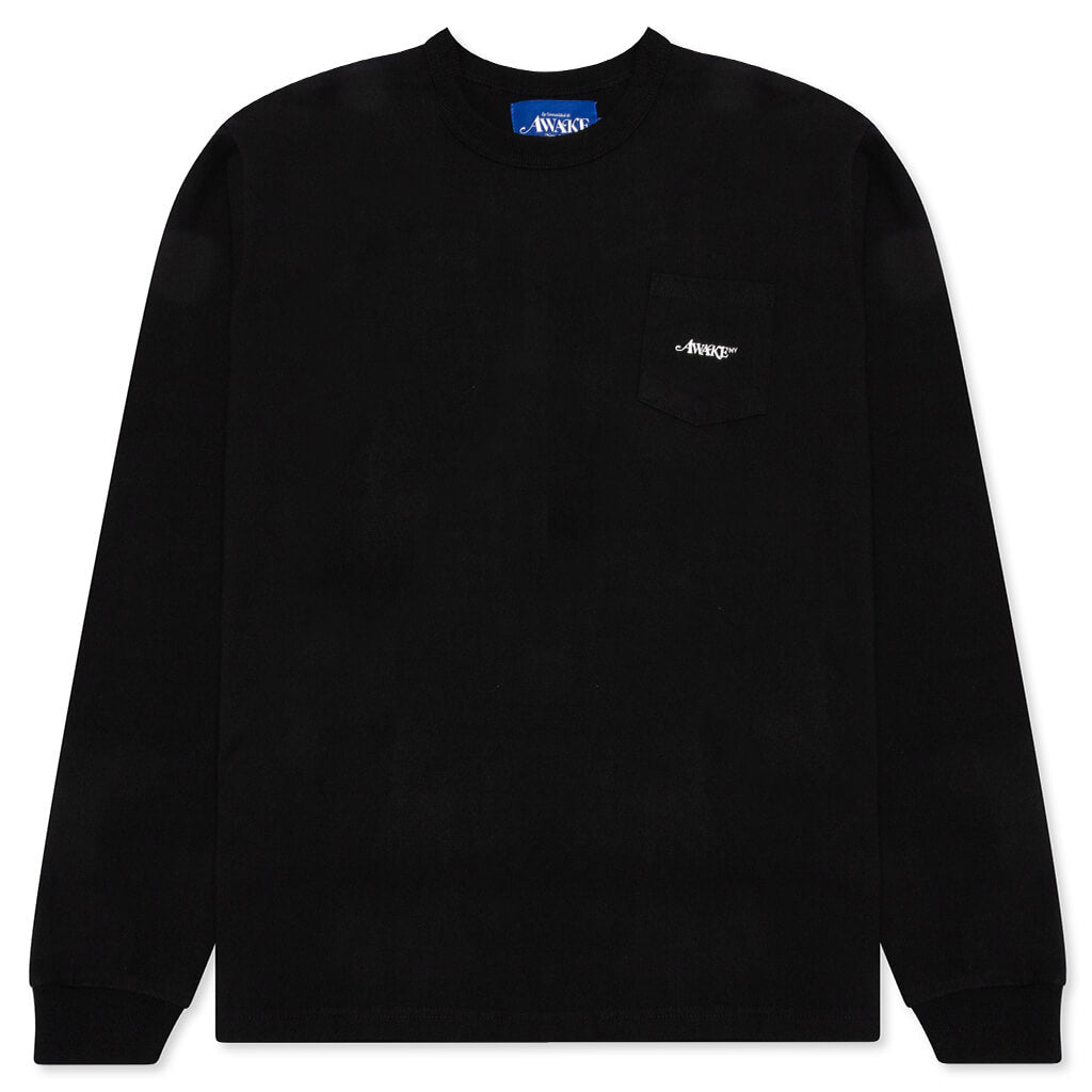 Awake Classic Logo Pocket L/S Tee - Black