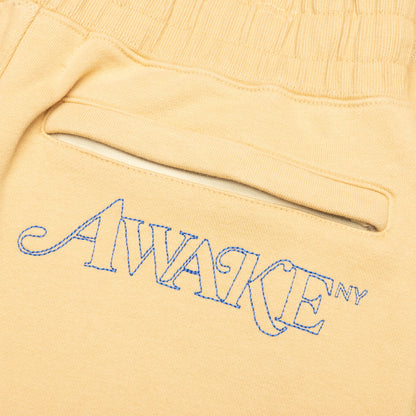 Awake Classic Outline Logo Paneled Embroidered Sweatpants - Mustard