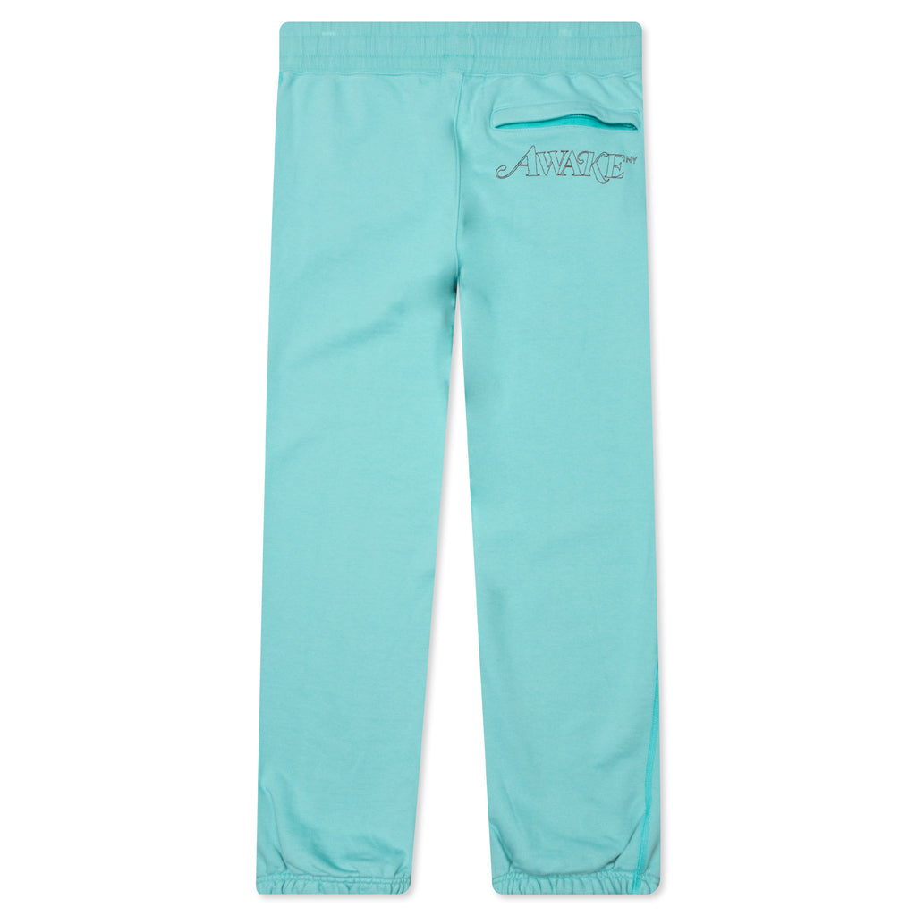 Awake Classic Outline Logo Paneled Embroidered Sweatpants - Teal