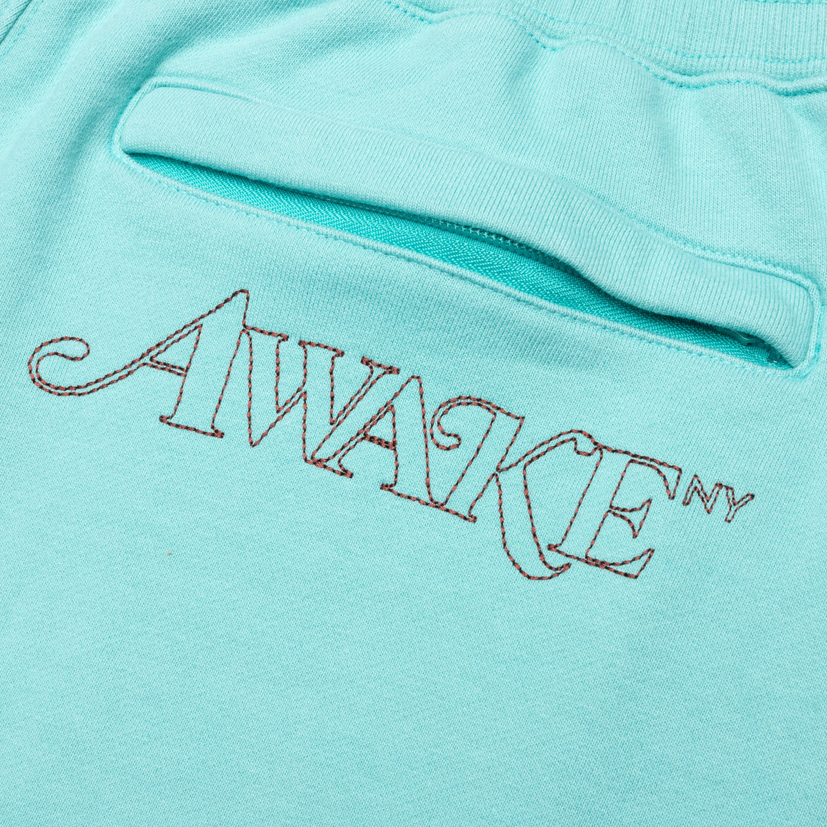 Awake Classic Outline Logo Paneled Embroidered Sweatpants - Teal