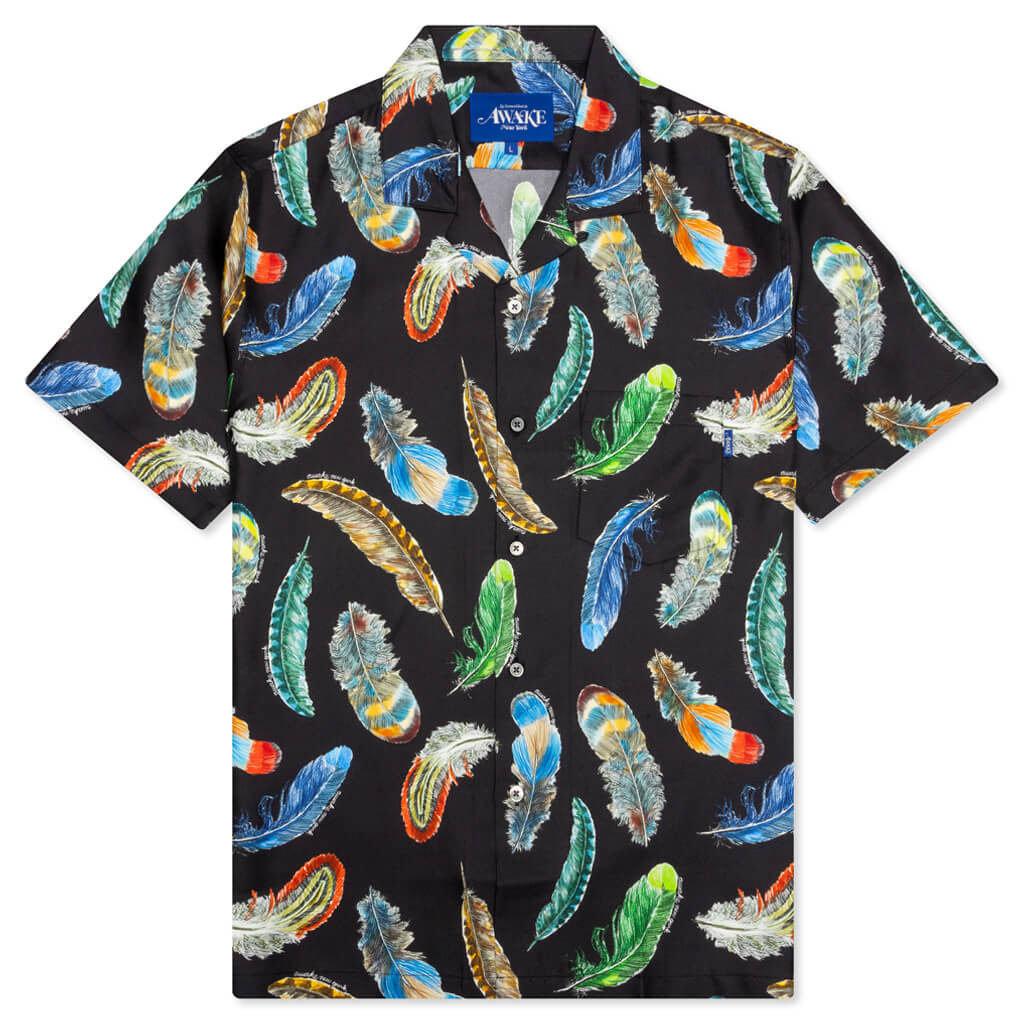 Awake Feathers Silk Shirt - Black