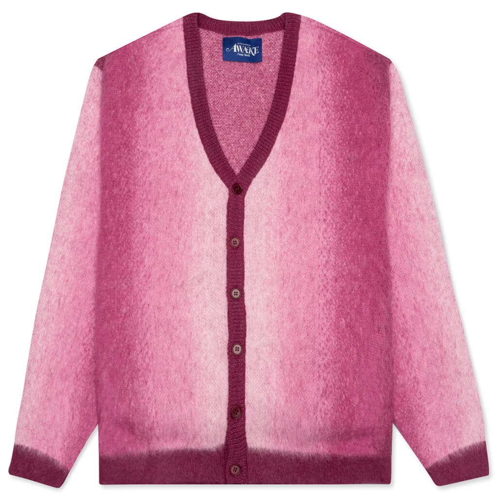 Awake Mohair Ombre Striped Cardigan - Fuchsia