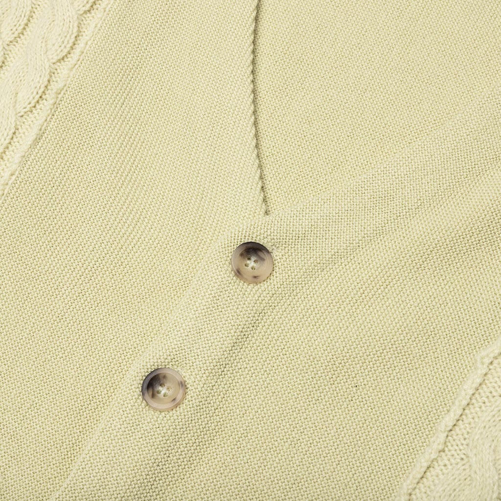 Contrast Panel Wool Cardigan - Ivory/Black